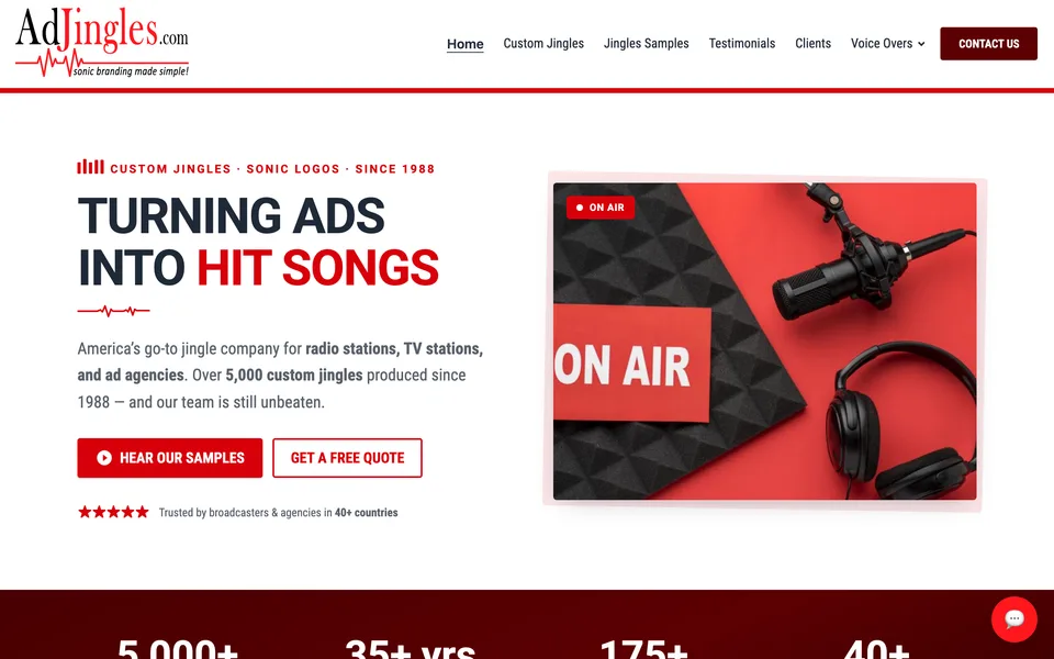 AD Jingles website homepage
