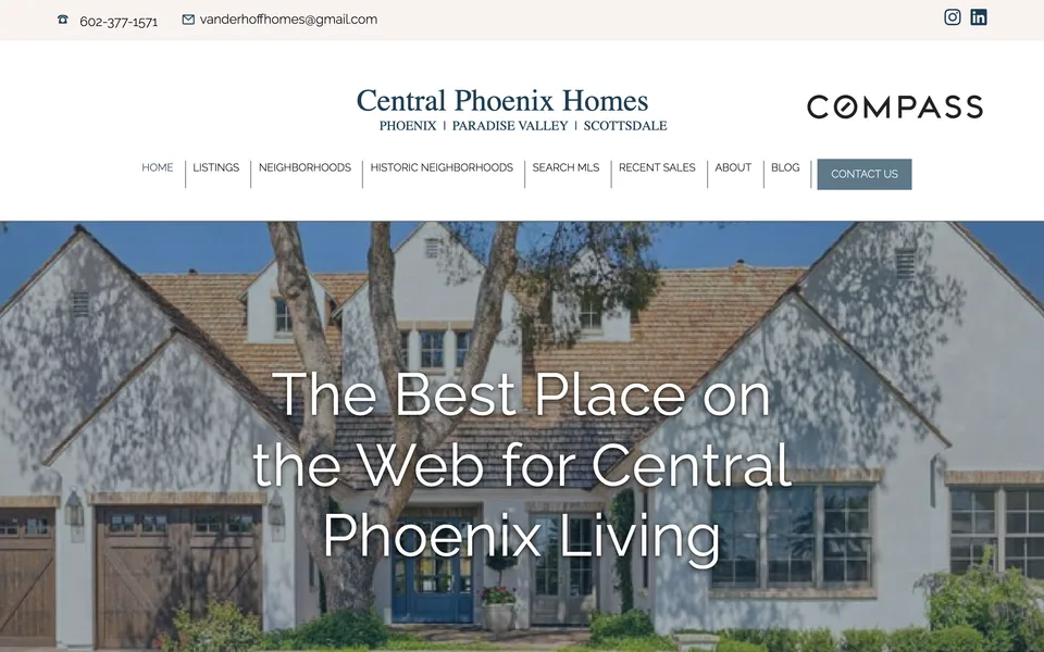 Central Phoenix Homes website homepage