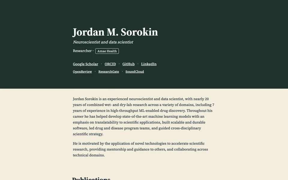 Jordan Sorokin website homepage