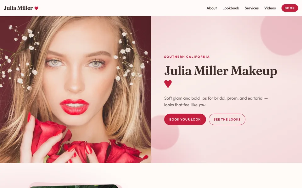 Julia Happy Makeup website homepage