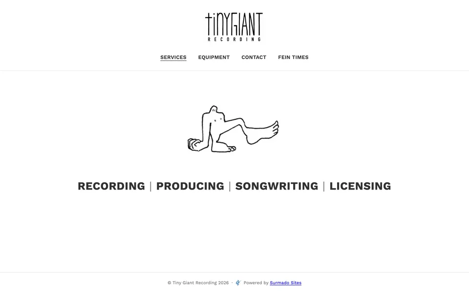 Tiny Giant Recording website homepage