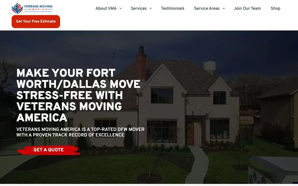 Veterans Moving America website homepage